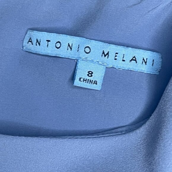 Antonio Melani Women’s Size 8 Blue Flutter Sleeve Sheath Dress Office Modest - Picture 9 of 9